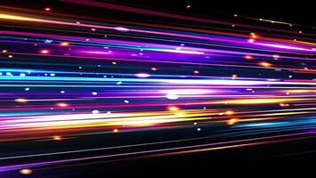 Speed of Light Abstract streaks of vibrant, multicolored light zoom across a dark background, creating a dynamic and energetic visual. Perfect for projects related to technology, innovation. video
