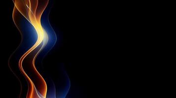 Abstract Light Waves abstract background featuring dynamic, wavy lines of light in blue, orange, and yellow against a stark black backdrop. The composition evokes a sense of motion. video
