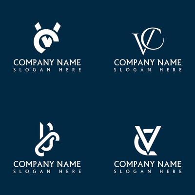 CV VC letter logo set design