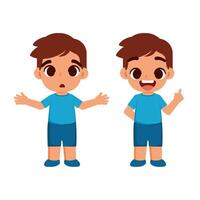 Flat illustration expression of children getting great idea and confused expression vector