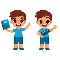 Flat illustration expression of children happy to study, back to school element vector
