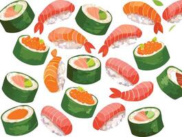 A pattern of sushi rolls vector