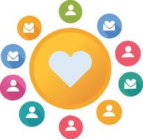 A circle with many different people and icons around it vector