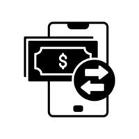 Online money transfer icon using mobile banking application vector