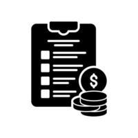 Checklist icon for payment with dollar coins and clipboard vector