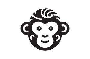 a monkey head logo with a black and white design vector
