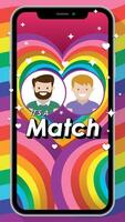 Couple man and man matching on a dating app with a rainbow flag colored waves background decorated with stars and hearts vector