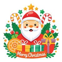 Santa Claus with a white beard and red hat smiling vector