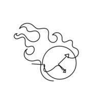 a line drawing of a fire with a clock in it vector