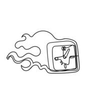 a drawing of a clock with a fire coming out of it vector
