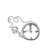 a drawing of a clock with a fire coming out of it vector