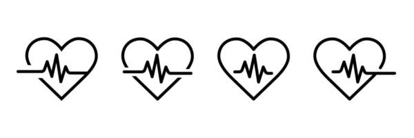 Heart pulse icon set. Heartbeat icons set. Heart and pulse icon collection. Heart icon set vector