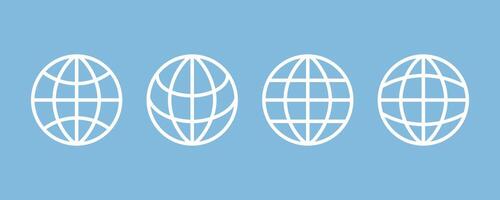 World globe maps set. Earth globe icons. Europe, Asia, America, and Oceania globe maps. vector
