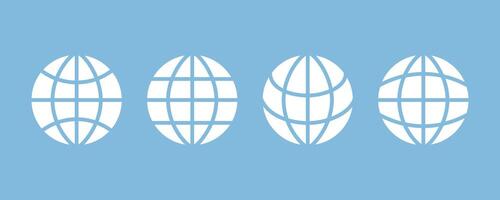 World icon set. Earth icons. Earth globe hemispheres with continents, globes with world maps vector