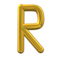 3D Gold Letter R Design png