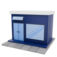 3D Render Front Simple Shop and Store Side View Illustration png
