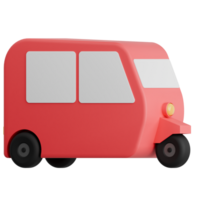 3D Render of typical Indonesian transportation red Bajaj side view png