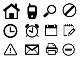 House, search, zoom, alarm, watch, message, printer, calendar icon. Various type trendy of web and popular icon vector