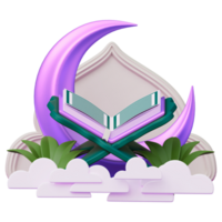 An open book with a crescent and clouds png