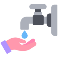 A hand is holding a water drop from a faucet png