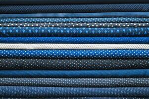 Multi-color knitted fabric samples. Woven texture photo