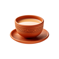 Beautiful clay cup of milk tea on transparent background png