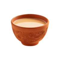 Realistic clay cup of milk tea on transparent background png