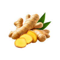 Fresco todo jengibre con rebanadas y hoja en transparente antecedentes png
