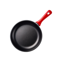 Red handle frying pan on transparent background png