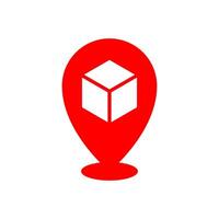 minimalist logo combination box and location pin vector
