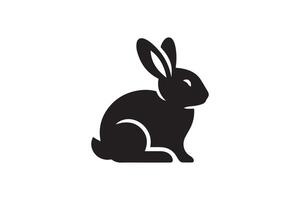 A black and white silhouette of a rabbit vector