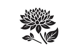 A black and white flower with leaves vector