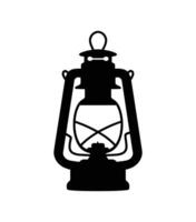 Silhouette kerosene lamp icon illustration on white background. Black oil and gas lantern icon. vector