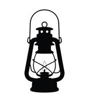 Silhouette black kerosene lamp icon illustration on white background. Black oil and gas lantern icon. vector