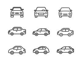 Car line silhouette icon set illustration. car silhouette on white background. Vehicle icons set side and front view. vector