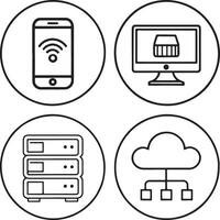 Technological Elements Icon Set Silhouette Design vector