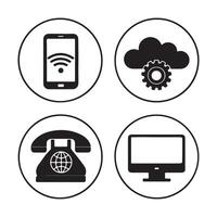 Tech-Inspired Silhouette Icon Set in Format vector