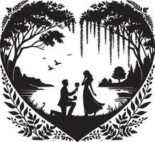 Romantic Valentines Day Proposal in a Natural Setting vector