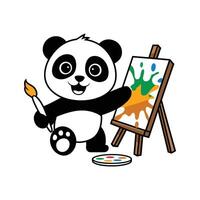 Cute Panda Painting with Splashes of Color vector