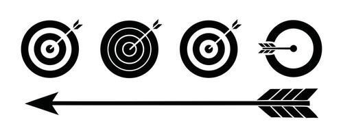 Simple black and white target icons with arrows, perfect for graphic design. vector