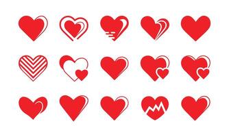 Collection of Red Heart Icons in Various Styles vector