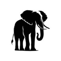 Powerful Black and White Silhouette of an Elephant vector