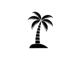 Simple black and white silhouette of a palm tree on an island. vector