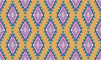 a fabric blue and pink color geometric pattern and yellow background designs vector