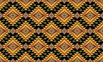 a fabric yellow ,red and brown color geometric pattern and black background designs vector