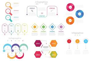 Flat timeline infographic editable template bundle of 8 design. vector