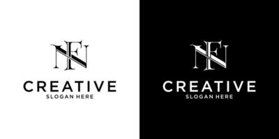 NF or FN initial letter logo design template. vector