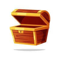 Empty treasure chest open isolated on white background. vector