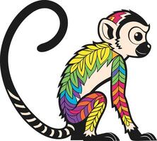 A colorful monkey with feathers on its back vector