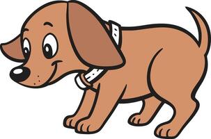 A cartoon dog with a collar on its neck vector